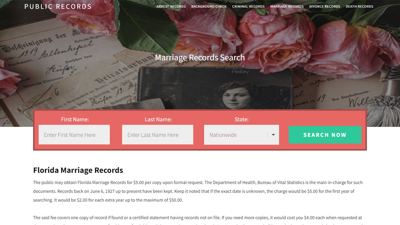 Florida Marriage Records | Enter Name and Search. 14Days Free