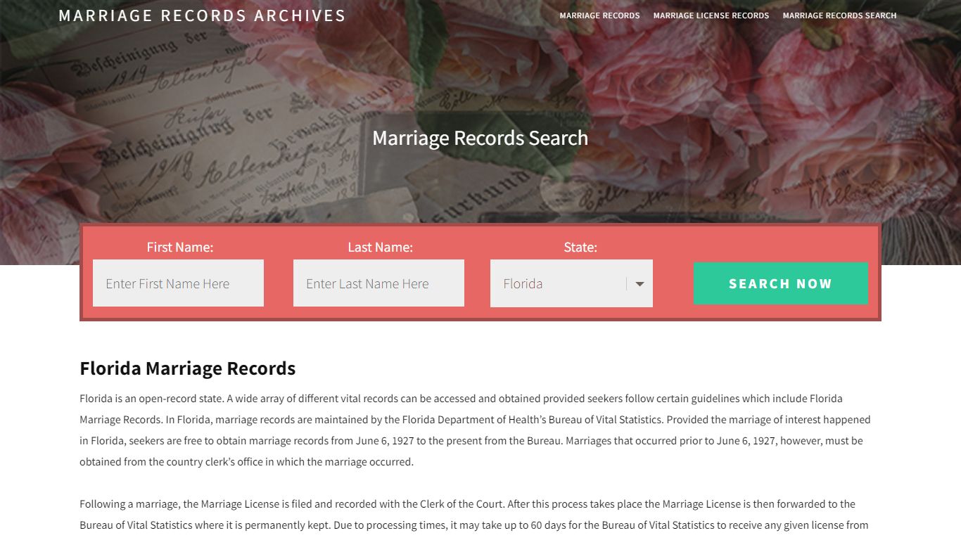 Florida Marriage Records | Enter Name and Search | 14 Days Free